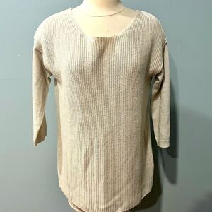 Motherhood Maternity Metallic Beige 3/4 Sleeve Sweater Size Medium